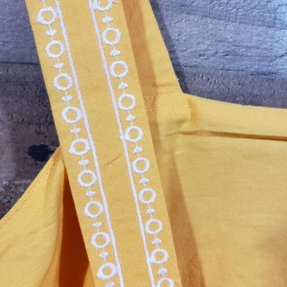 J. Crew Factory NWT embroidered scalloped yellow dress woman's size 6 - Picture 10 of 13